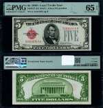 FR. 1527 $5 1928-B Legal Tender D-A Block Gem PMG CU65 EPQ