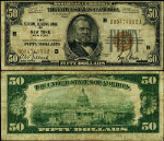 FR. 1880 B $50 1929 Federal Reserve Bank Note New York B-A Block Fine