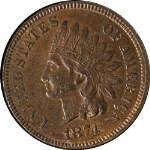 1874 Indian Cent Nice BU+ Great Eye Appeal Strong Strike