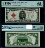 FR. 1528 $5 1928-C Legal Tender F-A Block Gem PMG CU65 EPQ