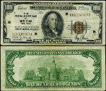 FR. 1890 B $100 1929 Federal Reserve Bank Note New York B-A Block VF - Split
