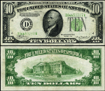 FR. 2005 DM $10 1934 Federal Reserve Note Mule Cleveland D-A Block DGS XF+