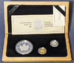 1989 Canada 3 Coin Proof Gold 1/10oz, Platinum 1/10oz, Silver 1oz Set OGP STOCK