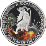2015 Tuvalu Silver $1 Year of the Goat - Wisdom Colorized NGC PF69 Ultra Cameo