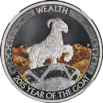 2015 Tuvalu Silver $1 Year of the Goat - Wealth Colorized NGC PF70 Ultra Cameo