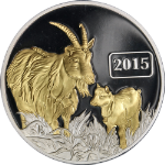 2015 Tokelau Silver $5 Year of the Goat Gilded PCGS PR70 DCAM First Strike