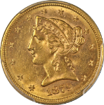 1879-S Liberty Gold $5 PCGS MS63 Great Eye Appeal Strong Strike