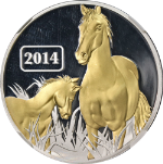 2014 Tokelau Silver $5 Gilt Year of the Horse NGC PF70 Ultra Cameo Early Release