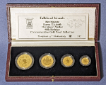 1990 Falkland Islands 4 Coin Commem Gold Proof Set Queen Elizabeth 90th Birthday