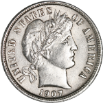 1907-P Barber Dime - Hairlines