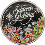 2014 Niue Silver $1 Proof Disney Season&#39;s Greetings Colorized Ornament 1/2 oz