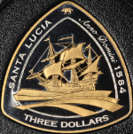 2007 Bermuda Silver $3 Proof Shipwrecks Santa Lucia Triangular Gold-Gilded Coin
