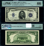 FR. 1654 WI $5 1934-D Silver Certificate Wide I S-A Block Gem PMG CU66 EPQ