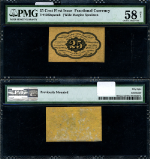 FR. 1282 spwmb 25 c. 1st Issue Fractional Note Wide Margins Back Ch PMG AU58 NET