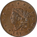 1818 Large Cent CAC Sticker PCGS MS63 BN N.10 R.1 Superb Eye Appeal