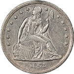 1843 Seated Liberty Dollar Choice AU/BU Great Eye Appeal Nice Strike