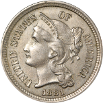 1881 Three (3) Cent Nickel