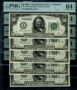 FR. 2100 D $50 1928 Federal Reserve CLE D-A Block Ch PMG CU64 EPQ 5pc CONSEC