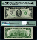 FR. 2152 D $100 1934 Federal Reserve Cleveland D-A Block DGS Ch PMG CU64 EPQ