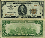 FR. 1890 B $100 1929 Federal Reserve Bank Note New York B-A Block VF