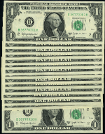 FR. 1902 B $1 1963-B Federal Reserve Note New York B-H Block Gem CU 16pc CONSEC