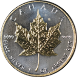 2010 Canada Maple Leaf Silver $5 Gold Gilded 1 Ounce .9999 Fine