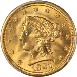 1907 Liberty Gold $2.50 PCGS MS66 Superb Eye Appeal Strong Strike