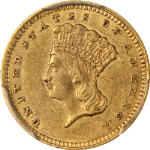 1861-P Type 3 Indian Princess Gold $1 PCGS XF45 Great Eye Appeal Strong Strike