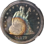 1871 Seated Liberty Quarter Proof NGC PF67 Cameo Superb Eye Appeal