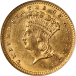 1862 Type 3 Indian Princess Gold $1 NGC MS63 Great Eye Appeal Strong Strike