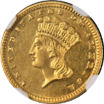 1889 Type 3 Indian Princess Gold $1 NGC MS62 Great Eye Appeal Strong Strike