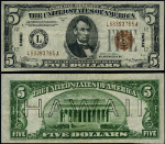 FR. 2302 $5 1934-A Hawaii Note L-A Block XF