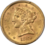 1880-S Liberty Gold $5 PCGS MS63 Nice Eye Appeal Strong Strike