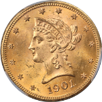 1901-P Liberty Gold $10 PCGS MS64+ Superb Eye Appeal Strong Strike