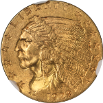 1929 Indian Gold $2.50 NGC MS62 Nice Eye Appeal Strong Strike
