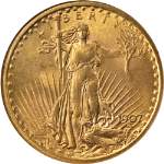 1907 Saint-Gaudens Gold $20 NGC MS62 Nice Eye Appeal Nice Strike