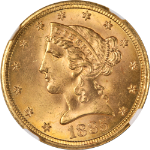 1885-S Liberty Gold $5 NGC MS65 Superb Eye Appeal Strong Strike