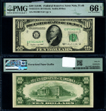 FR. 2013 B $10 1950-C Federal Reserve Note New York B-H Block Gem PMG CU66 EPQ