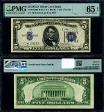 FR. 1654 Wi $5 1934-D Silver Certificate T-A Block Wide I Gem PMG CU65 EPQ