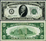 FR. 2000 D $10 1928 Federal Reserve Note Cleveland D-A Block AU+