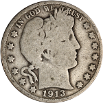 1913-P Barber Half Dollar