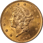 1900-P Liberty Gold $20 PCGS MS63+ Great Eye Appeal Strong Strike