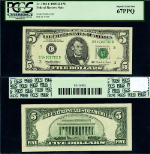FR. 1985 C $5 1995 Federal Reserve Note Philadelphia C-B Block Superb Gem PCGS CU67 PPQ