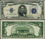 FR. 1653* $5 1934-C Silver Certificate *-A Block Wide VF+ Star