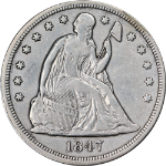 1847-P Seated Liberty Dollar VF/XF Details Decent Eye Appeal Nice Strike