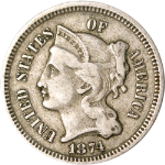 1874 Three (3) Cent Nickel