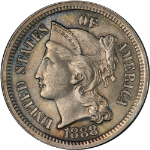 1888 Three (3) Cent Nickel Gem BU Key Date Superb Eye Appeal Strong Strike