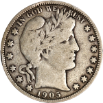 1905-O Barber Half Dollar - Rim Bump