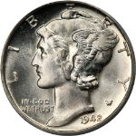 1942-D Mercury Dime BU FSB Superb Eye Appeal Strong Strike