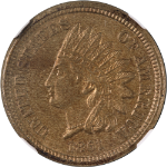 1861 Indian Cent NGC MS62 Great Eye Appeal Strong Strike